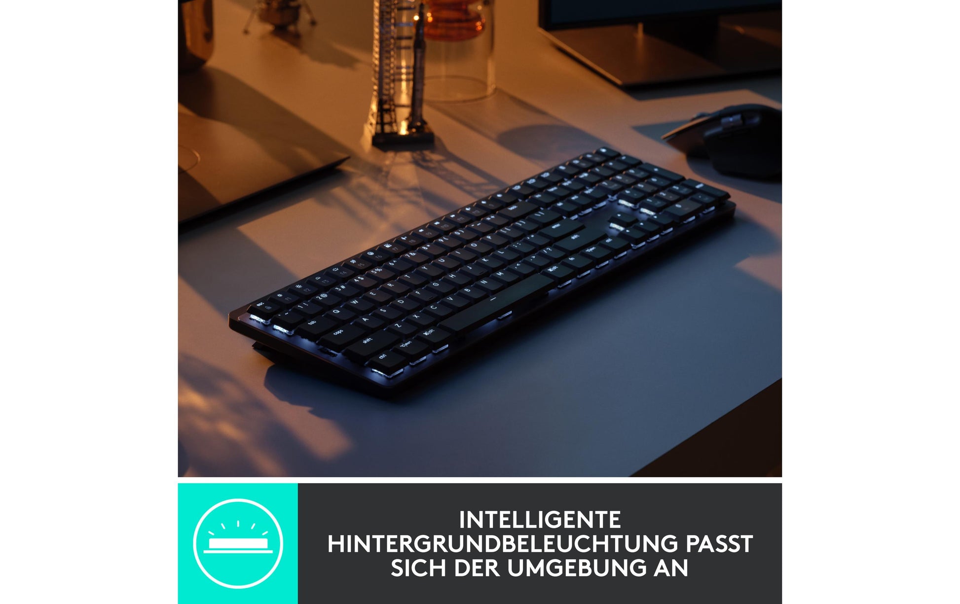 Logitech MX Mechanical – Tastatur, kabellos, CH-Layout (DE-CH), mechanisch, beleuchtet, Dunkelgrau