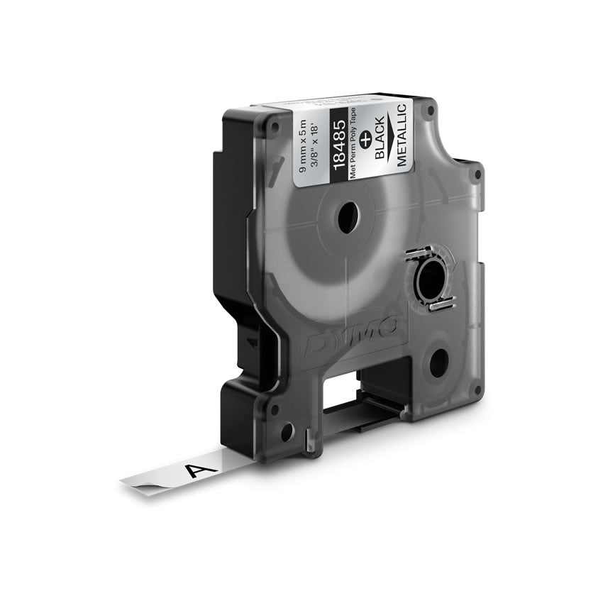 DYMO Schriftband – 9 mm × 5,5 m, silber, schwarz – für DYMO Rhino: 3000, 4200, 5000, und andere