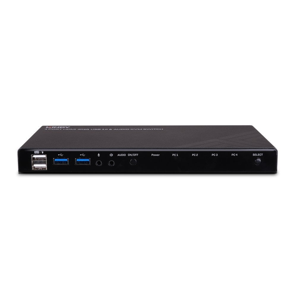 Lindy KVM-Switch 4 Port, HDMI/USB 3.2 Gen 1, 4K (3840 × 2160), Audio