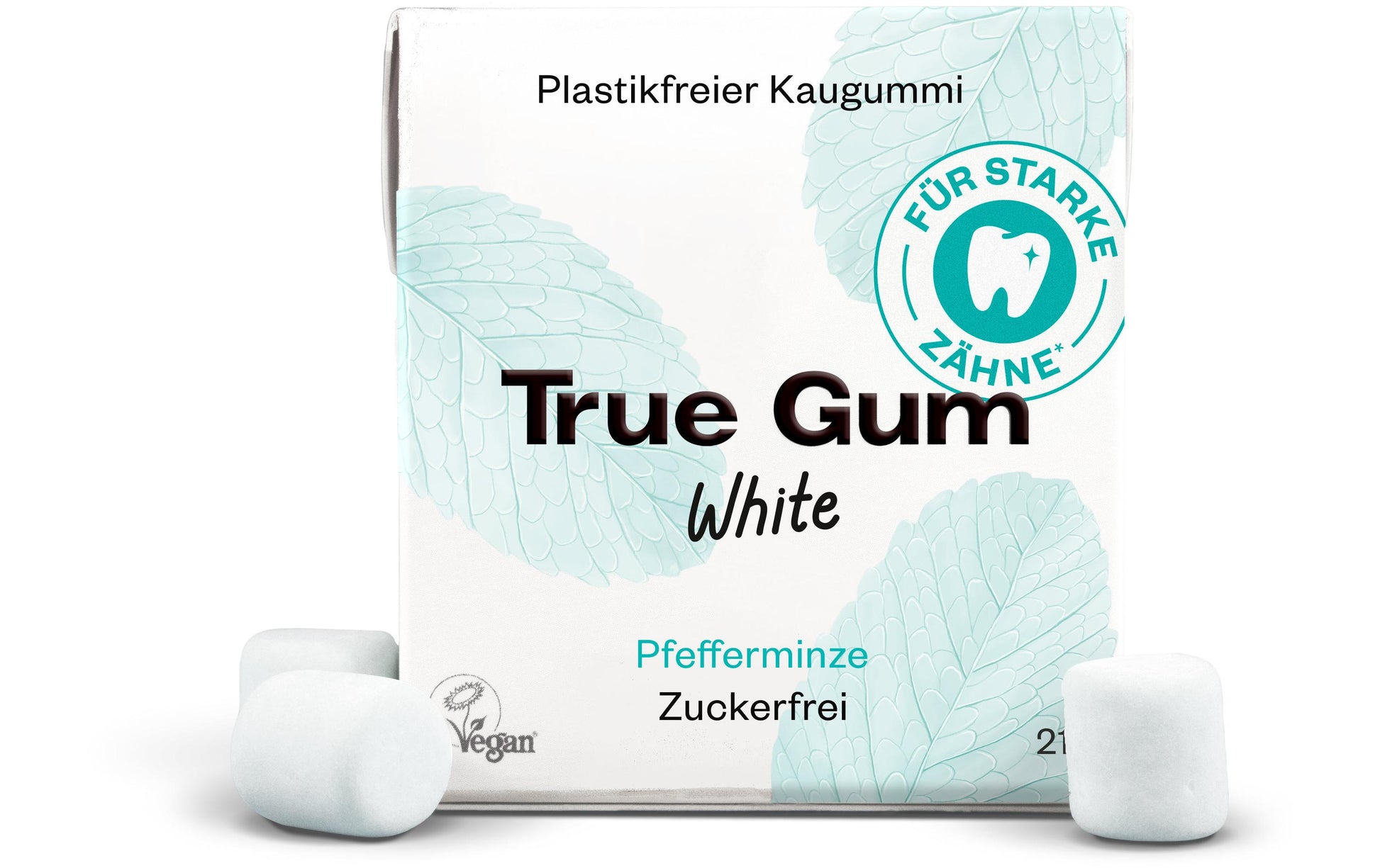 True Gum Weisser Kaugummi – Pfefferminze, zuckerfrei – 21 g