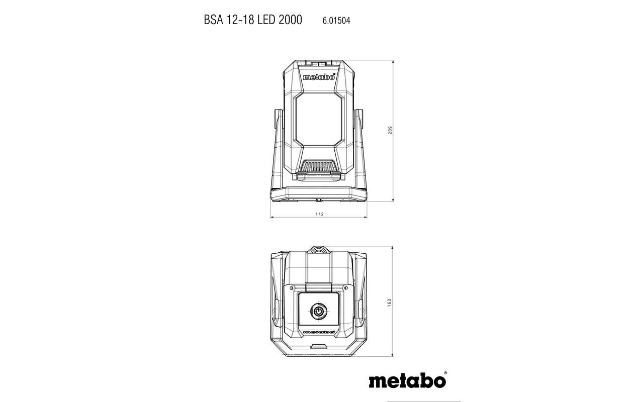 Metabo Akku-Baustrahler BSA 12-18 LED 2000 – 2000 lm, dimmbar, IP54, schwarz/grün