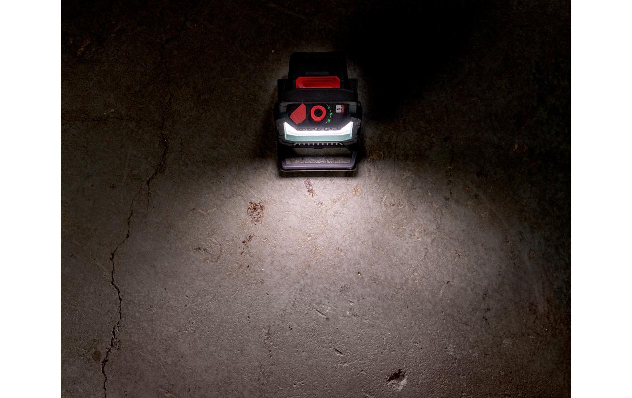 Metabo Arbeitsleuchte BSA 18 LED 4000 – 4000 lm, 270°, 18 V Akku (CAS), IPX3, dimmbar – Grün