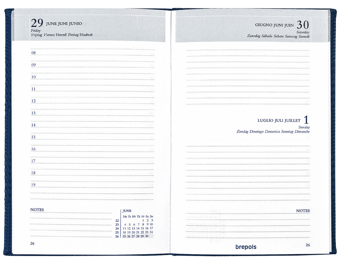 Brepols Trade Seta – Tagesagenda 2027, 1 Tag/1 Seite, 7,7 × 12 cm, Hardcover, mehrsprachig d/f/i/gb/nl/sp
