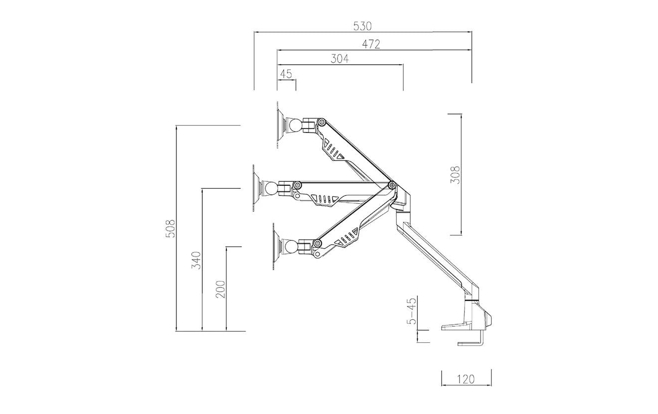 Neomounts Monitorarm, Tischklemme, Tischdurchführung, bis 32", höhenverstellbar, Gasfeder, schwarz