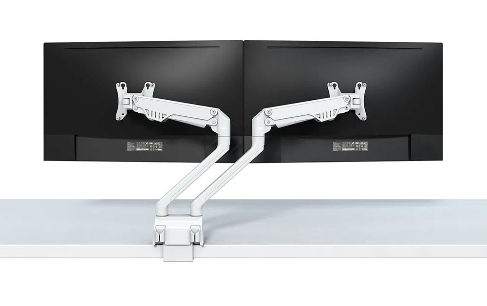 Neomounts Monitorarm, Tischklemme, Tischdurchführung, bis 32", höhenverstellbar, Gasfeder, Weiss