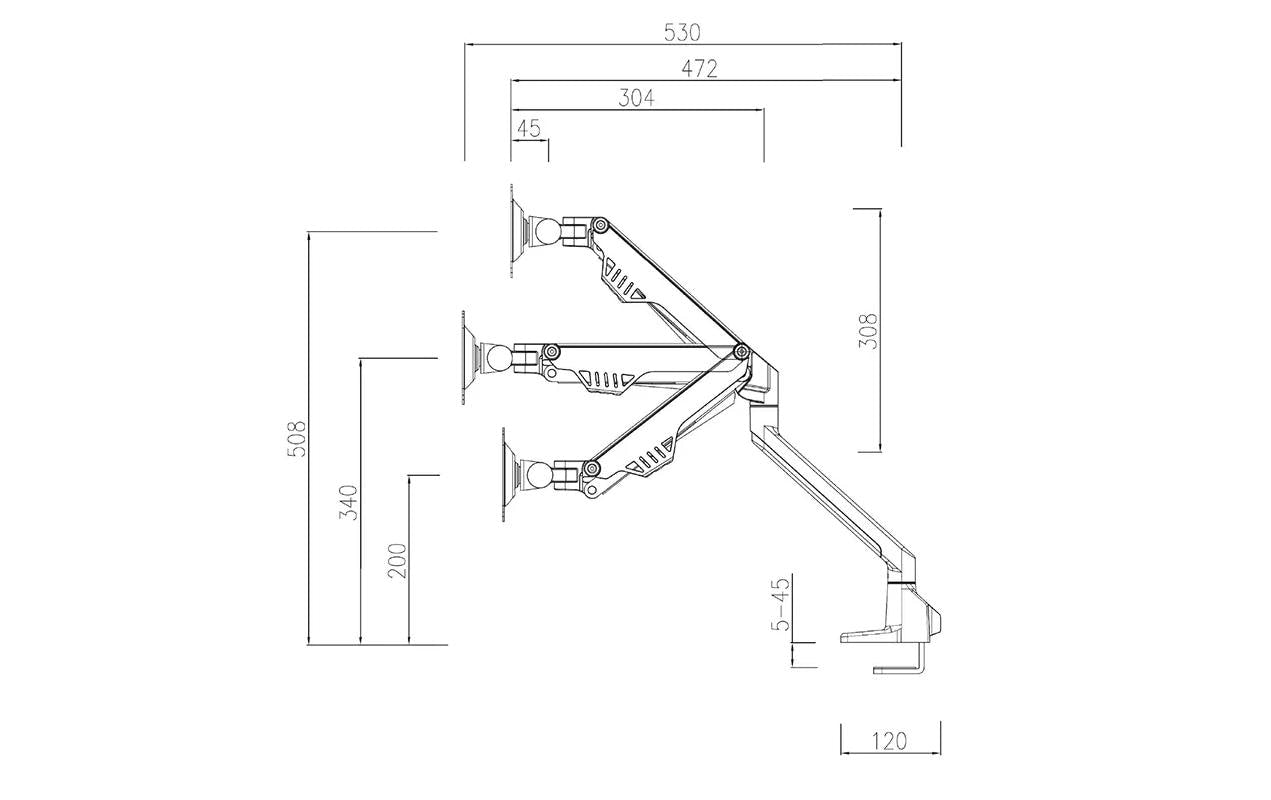 Neomounts Monitorarm, Tischklemme, Tischdurchführung, bis 32", höhenverstellbar, Gasfeder, Weiss