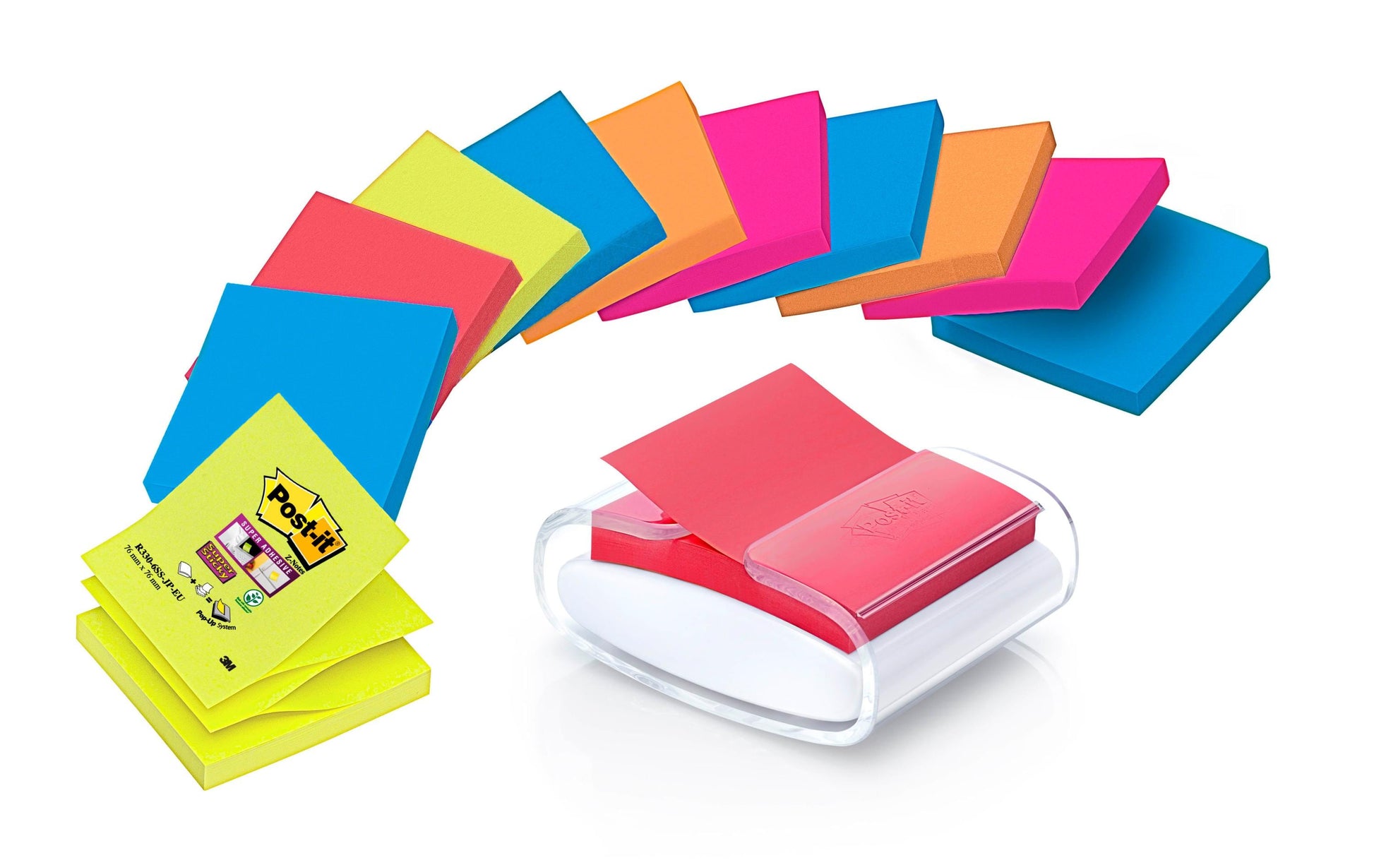 Post-It Spender – Kunststoff, weiss, 76 × 76 mm