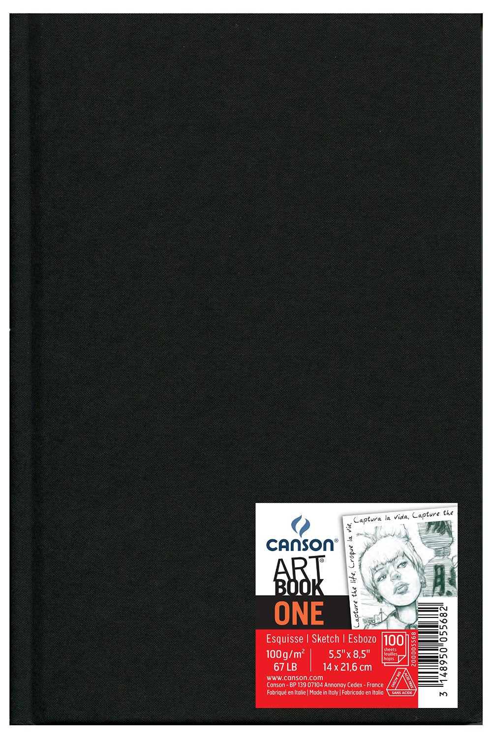 Canson Skizzenblock Art Book One – 14 × 21,6 cm – 100 g/m² – 100 Blatt – für Bleistift, Kohle & Pastell