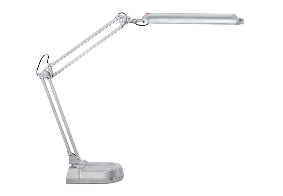 MAUL LED-Tischleuchte – dreh- und neigbar, Schalter am Kopf – 5800 K – 400 lm 9 W – silber Kunststoff