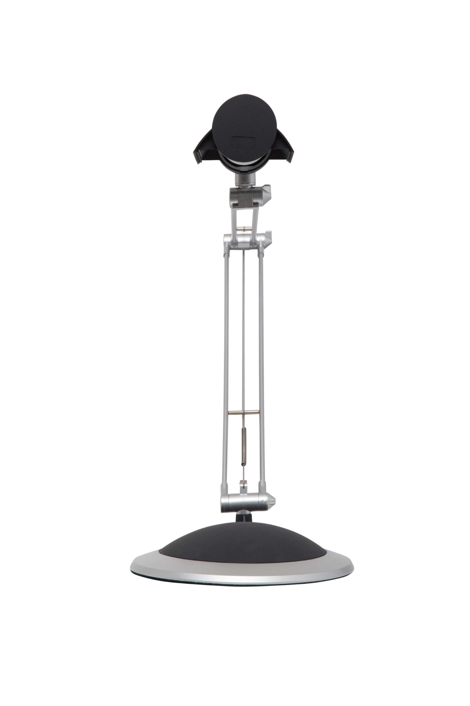 MAUL Tischleuchte Energiesparlampe E27 – Klemmfuss, drehbar & neigbar – 3’000 K – 1’160 lm 12 W – Silber