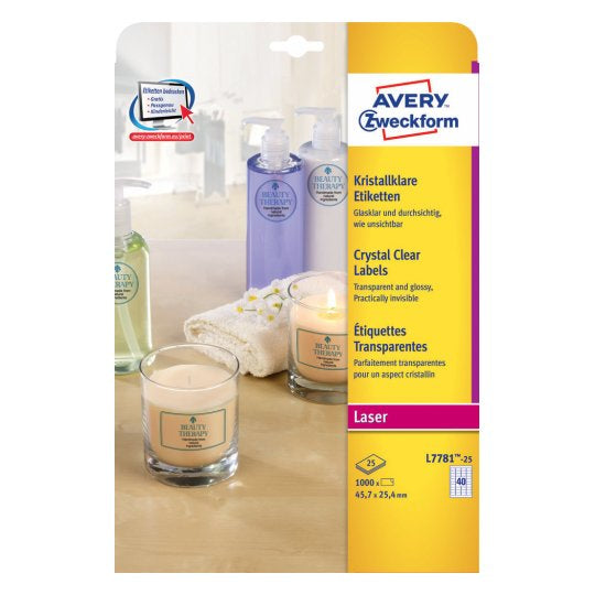 AVERY ZWECKFORM Etiketten – Polyesterfolie, permanent haftend, 45,7×25,4 mm, 1000 Stk, 25 Bogen