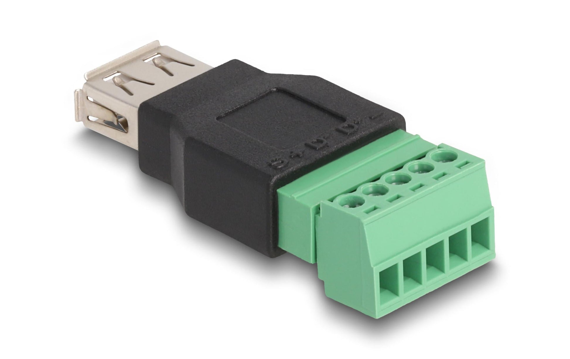 DeLOCK USB-A zu Terminalblock Adapter – USB 2.0 (480 Mbit/s), 5-polig, Schwarz/Grün
