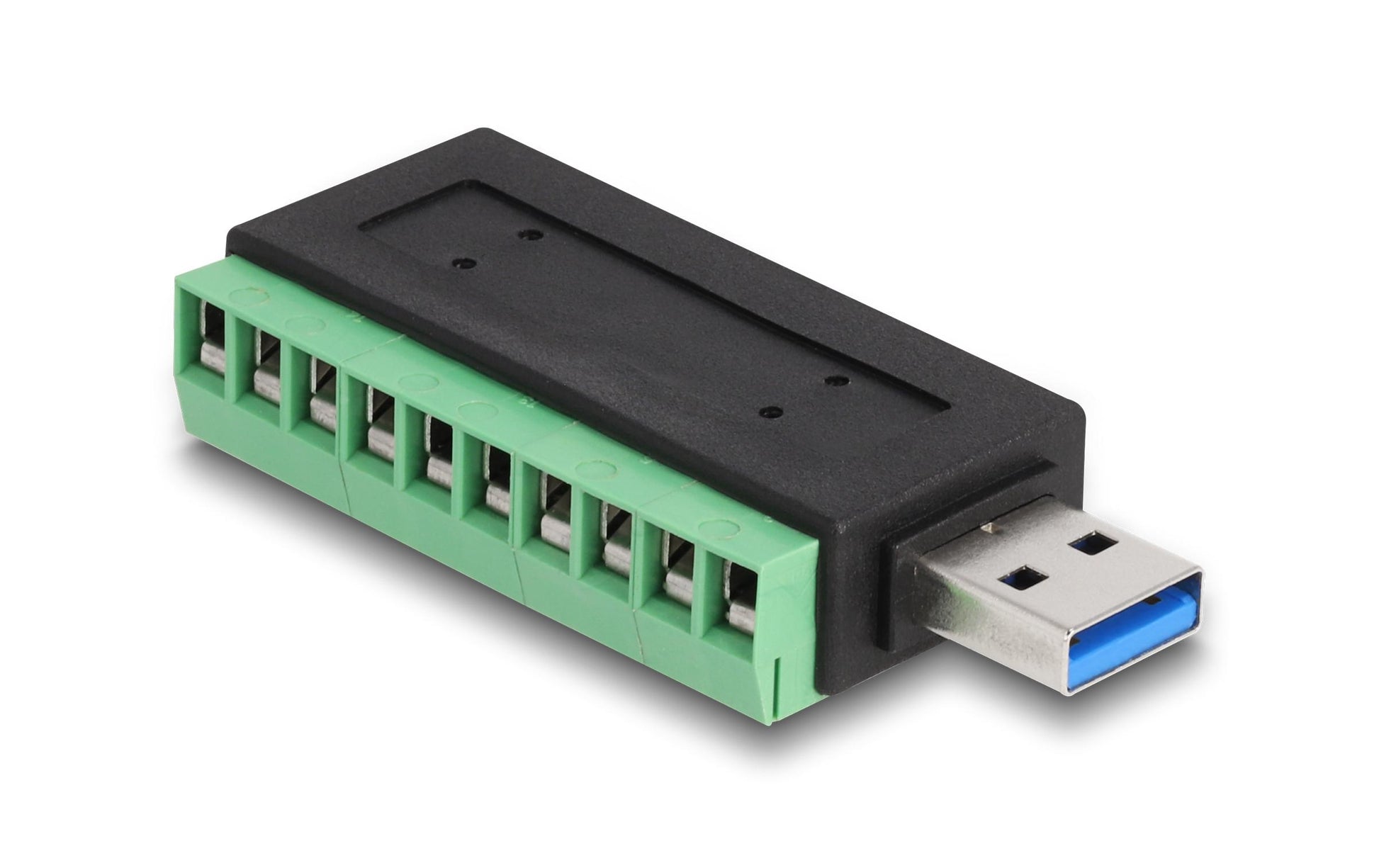 DeLOCK Adapter USB-A zu Terminalblock – USB 3.2 Gen 1 (5 Gbit/s), 5 V/1 A – Schwarz/Grün