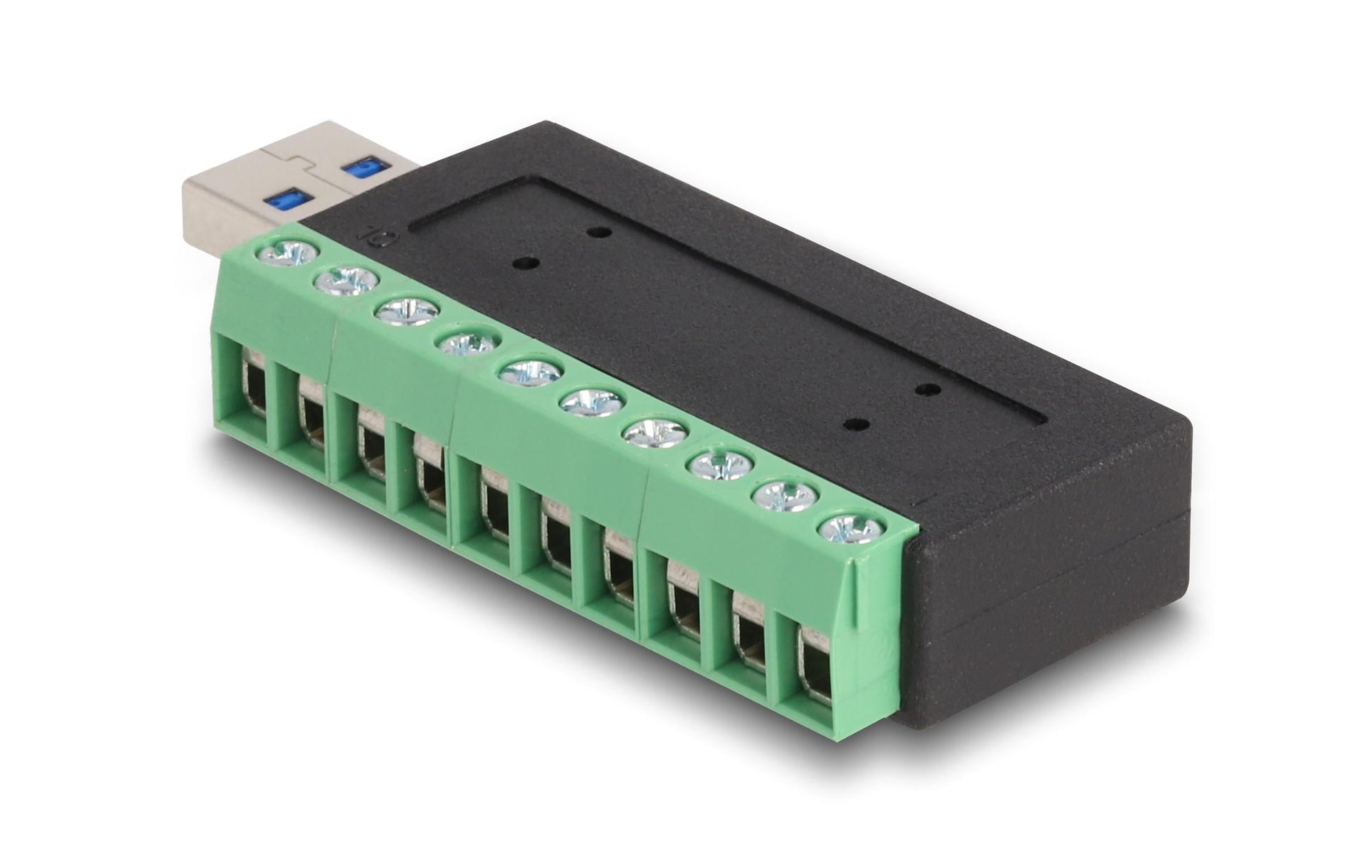 DeLOCK Adapter USB-A zu Terminalblock – USB 3.2 Gen 1 (5 Gbit/s), 5 V/1 A – Schwarz/Grün