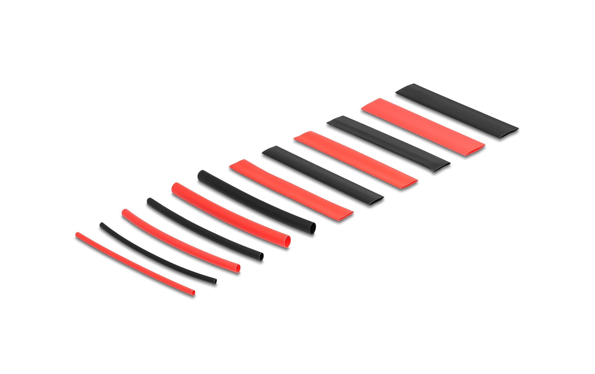 DeLOCK Schrumpfschlauch-Set, 196 Stk., Ø 10 mm, 9,5 cm – schwarz/rot