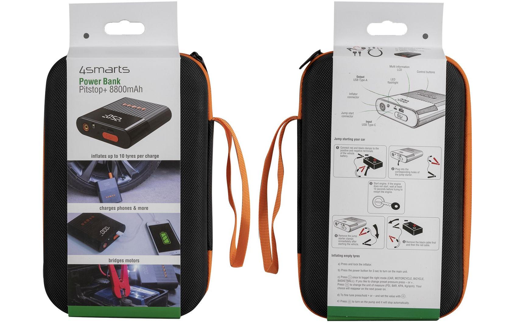4smarts PitStop Jump Starter Powerbank 8'800 mAh – 1× USB-C, 1× USB-A, schwarz