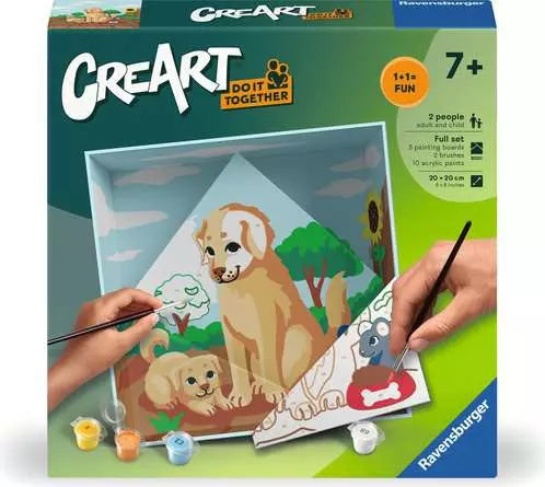 Ravensburger CreArt – Malen-nach-Zahlen-Set – Hund – 20 × 20 cm – ab 7 Jahren