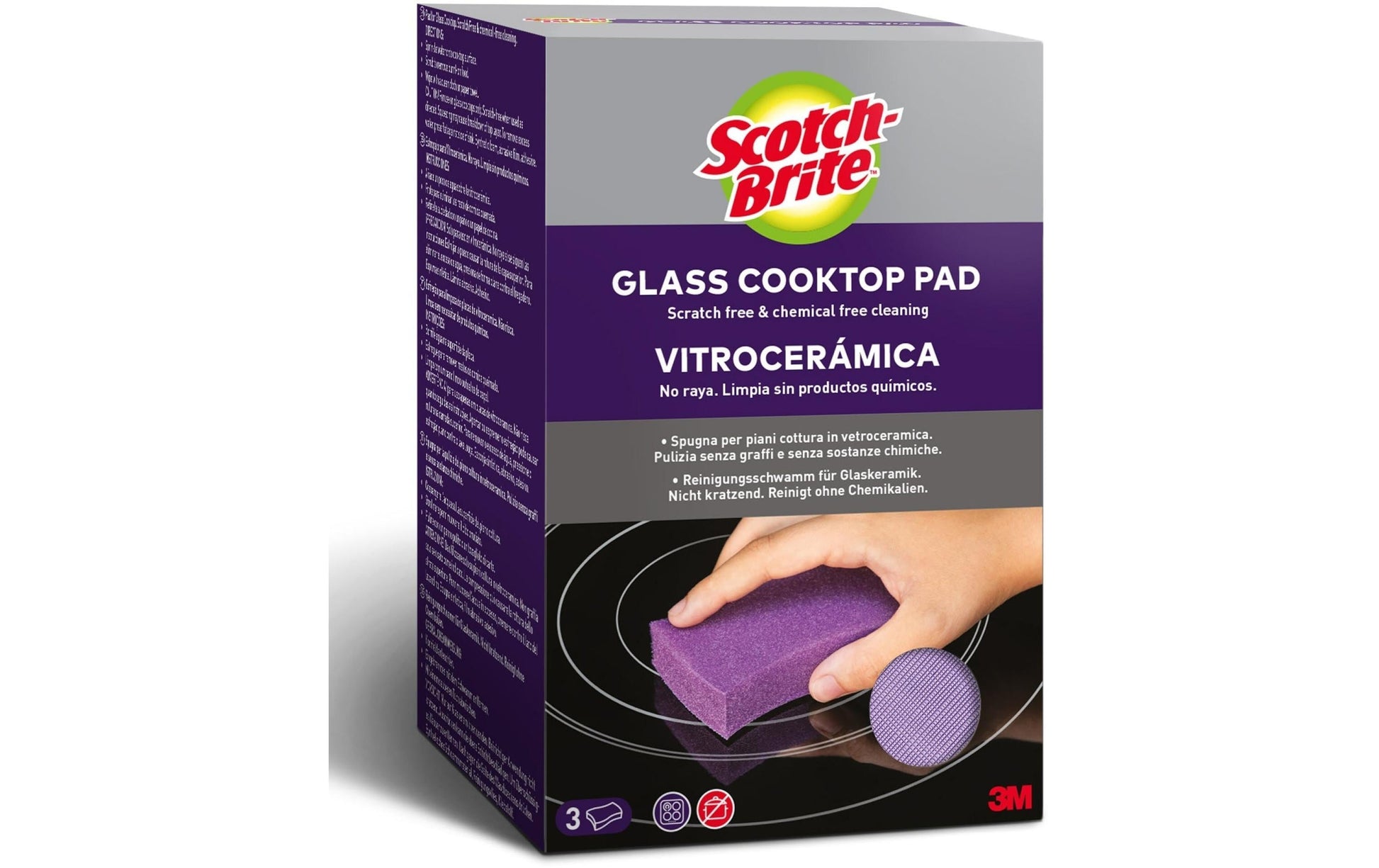 Scotch-Brite Glaskeramik-Schwamm – Schaumstoff, für Glaskeramik, Ø 8 cm, Violett, 3 Stk.