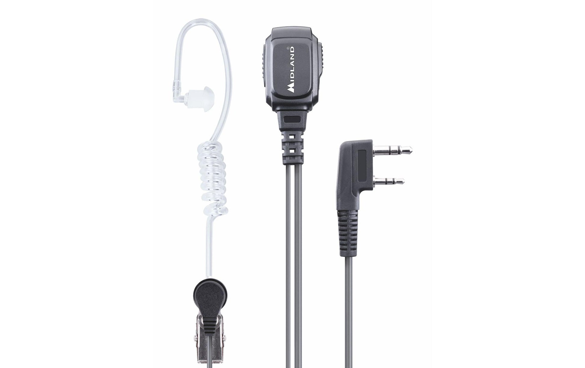 Midland MA 31LK C1497.01 – Headset, kabelgebunden, 3,5-mm-Anschluss, im Ohr, schwarz, transparent