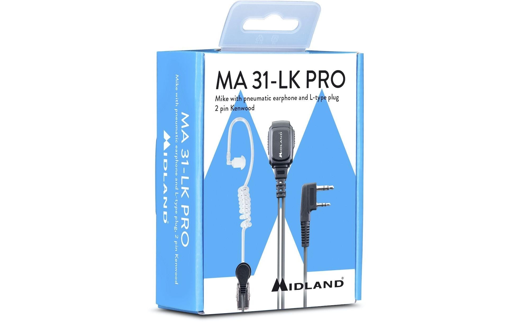 Midland MA 31LK C1497.01 – Headset, kabelgebunden, 3,5-mm-Anschluss, im Ohr, schwarz, transparent