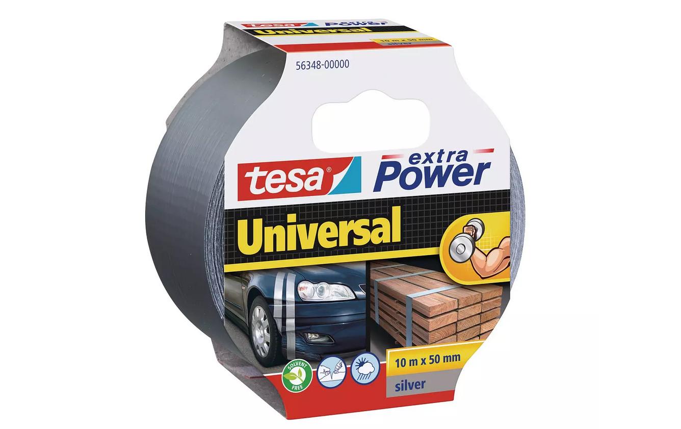 tesa Vinylband Extra Power – 50 mm × 10 m, silber, stark