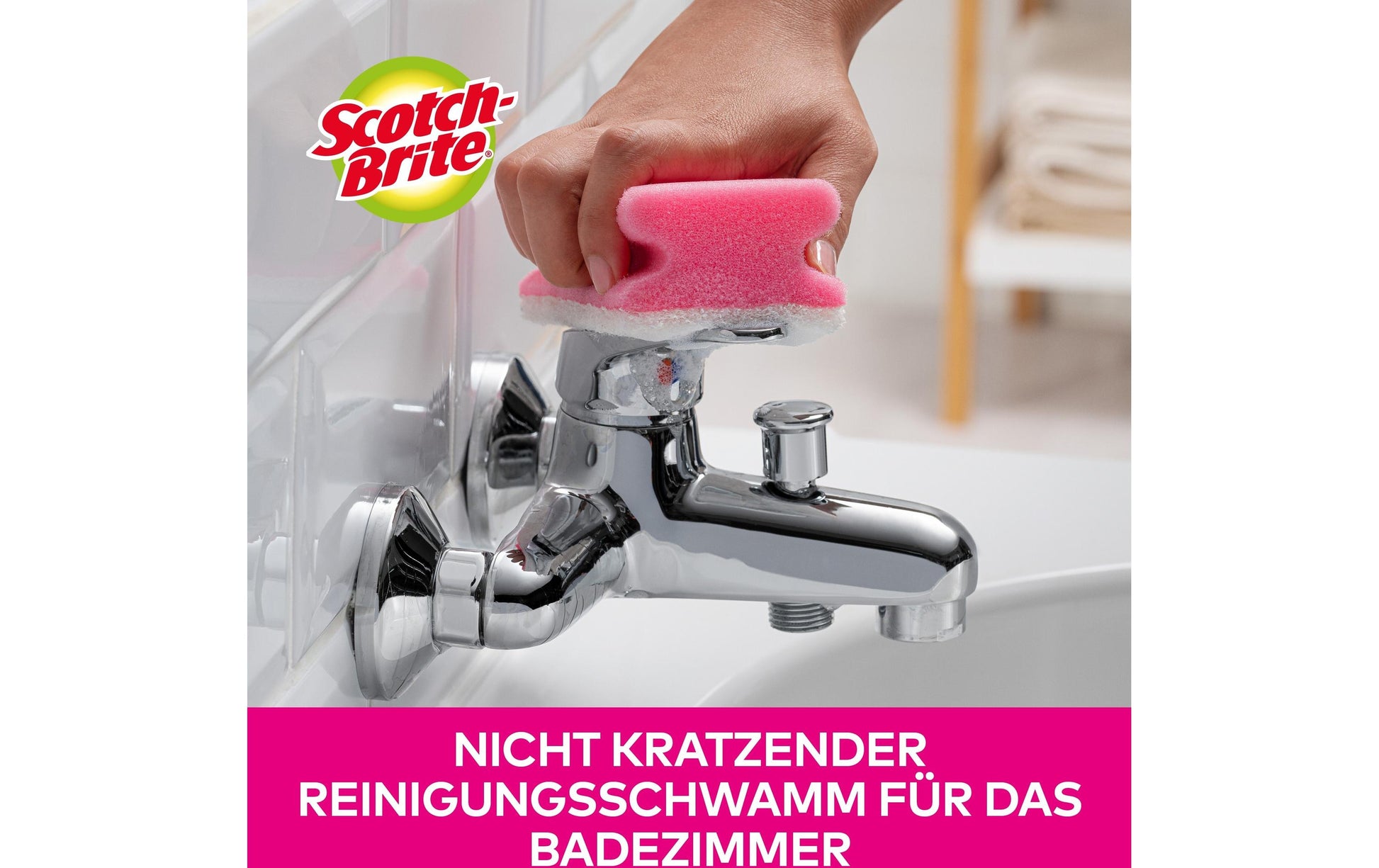 Scotch-Brite Universalschwamm – Schaumstoff, 37,3 × 15,8 × 10 cm, rosa, für Glas, 16 Stk.