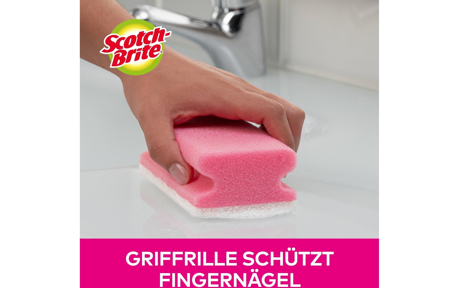 Scotch-Brite Universalschwamm – Schaumstoff, 37,3 × 15,8 × 10 cm, rosa, für Glas, 16 Stk.