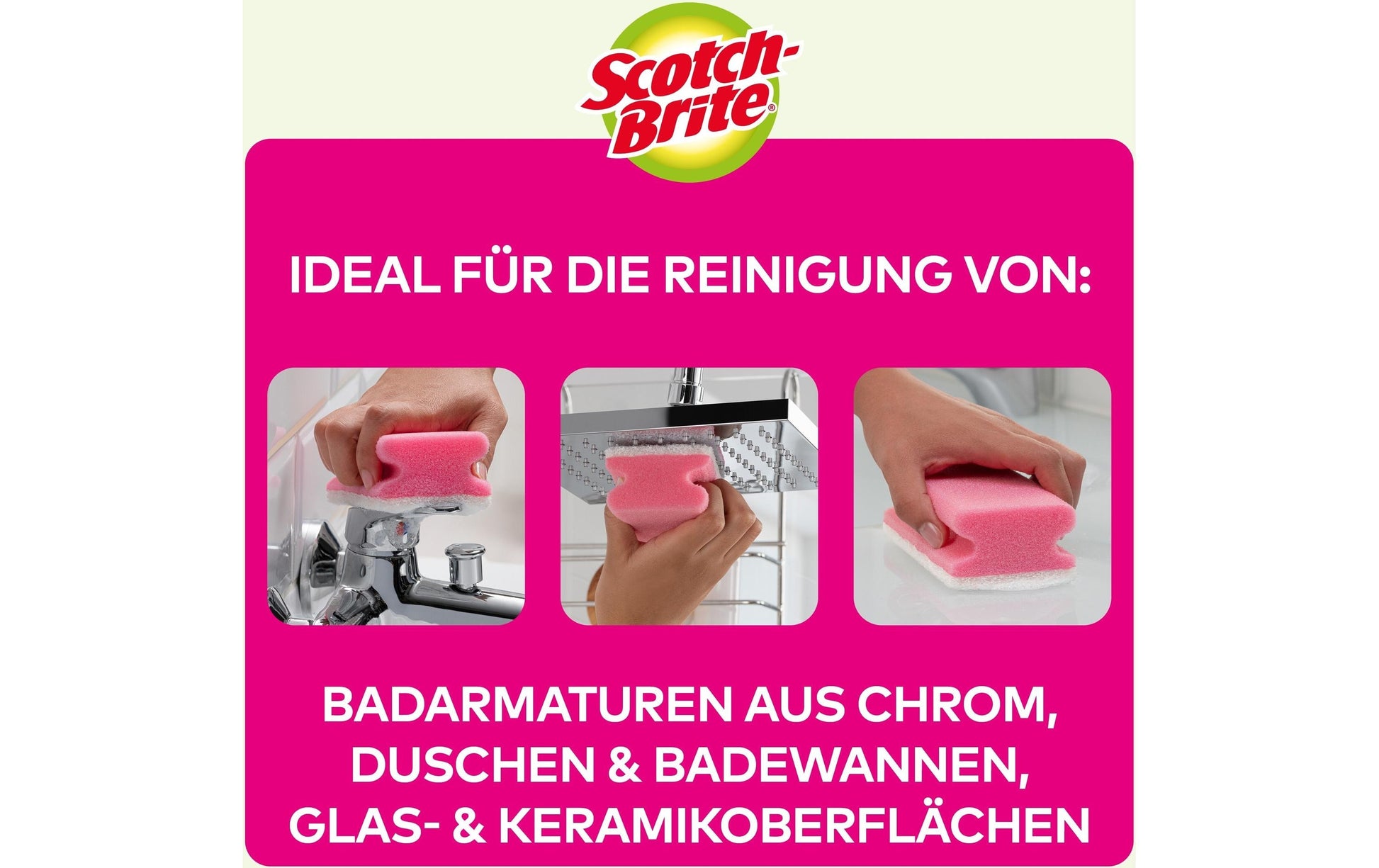 Scotch-Brite Universalschwamm – Schaumstoff, 37,3 × 15,8 × 10 cm, rosa, für Glas, 16 Stk.