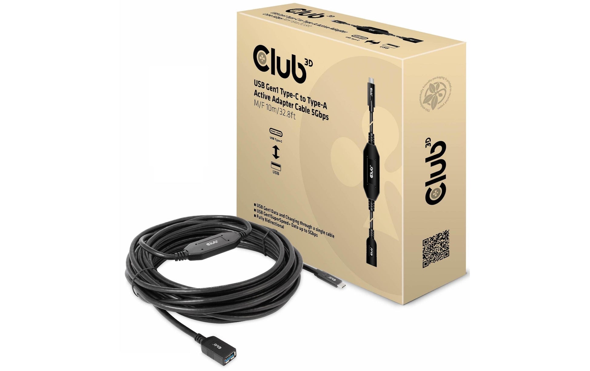 CLUB3D Club 3D – USB-Kabel, USB-C zu USB-A, 10 m, USB 3, Lade-/Datenkabel