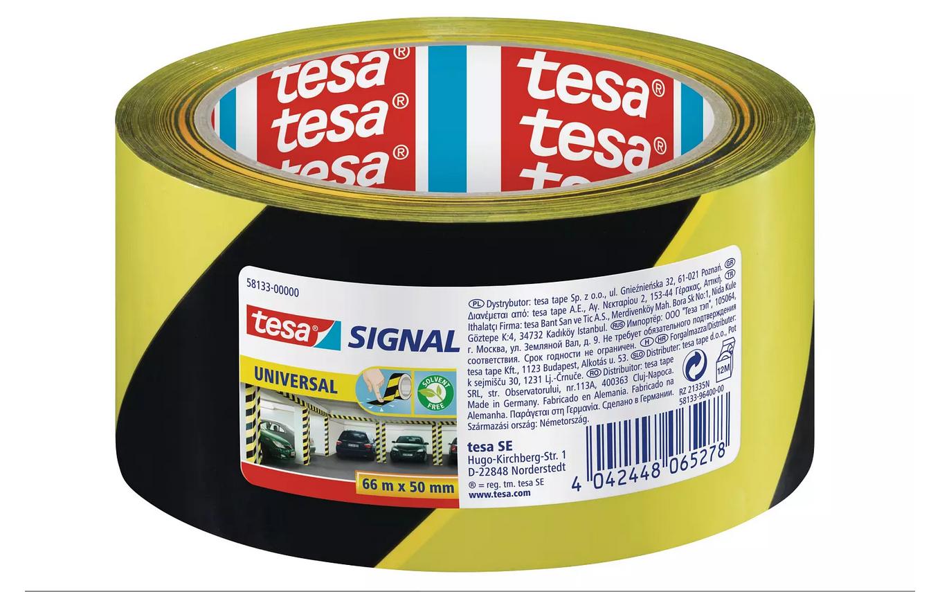 TESA Spezial-Abdeckband SIGNAL, schwarz/gelb – 50 mm × 66 m