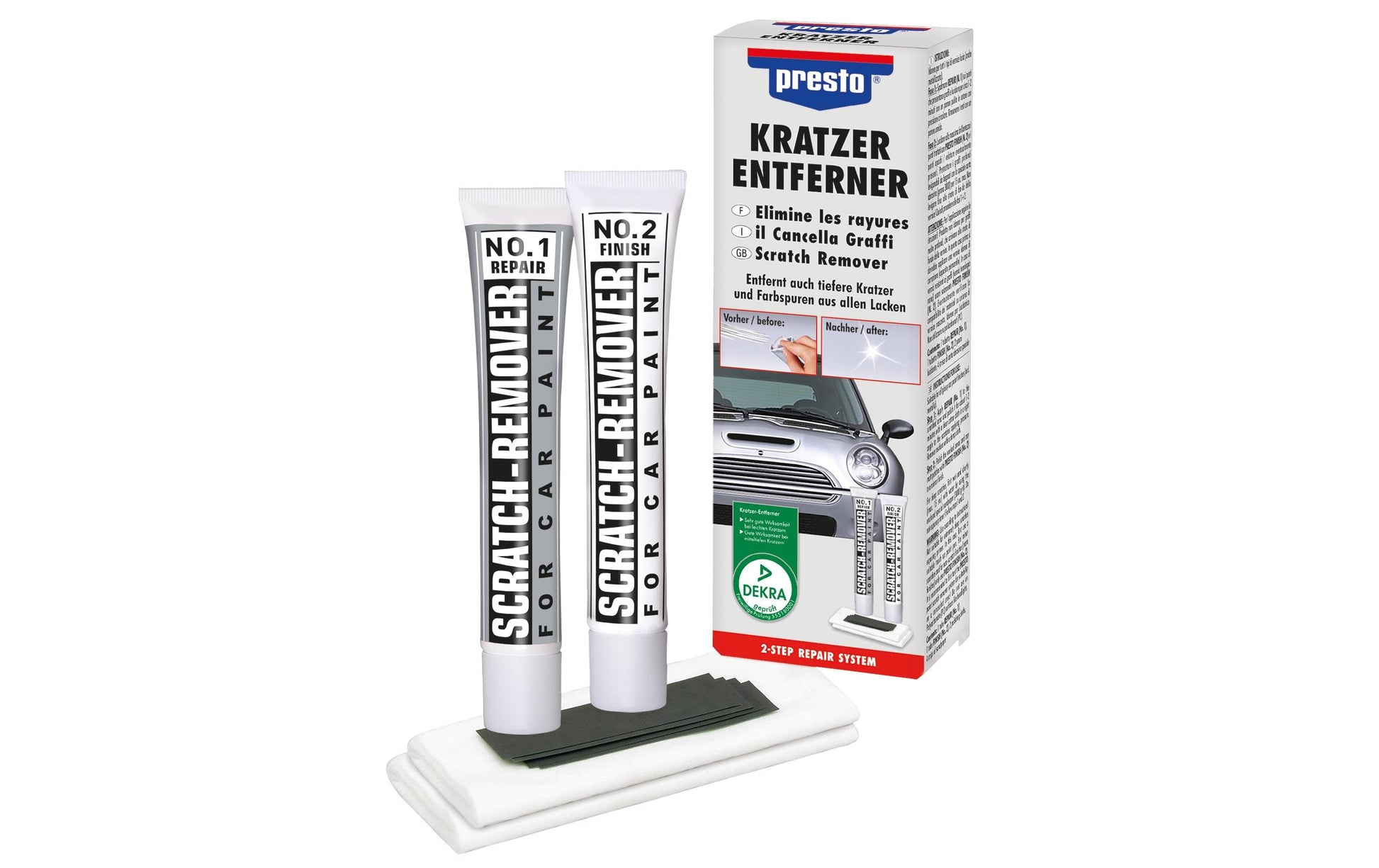 Presto Kratzerentferner-Set – für Metall, Kunststoff & Lack – Weiss – 50 g – 1 Stk.