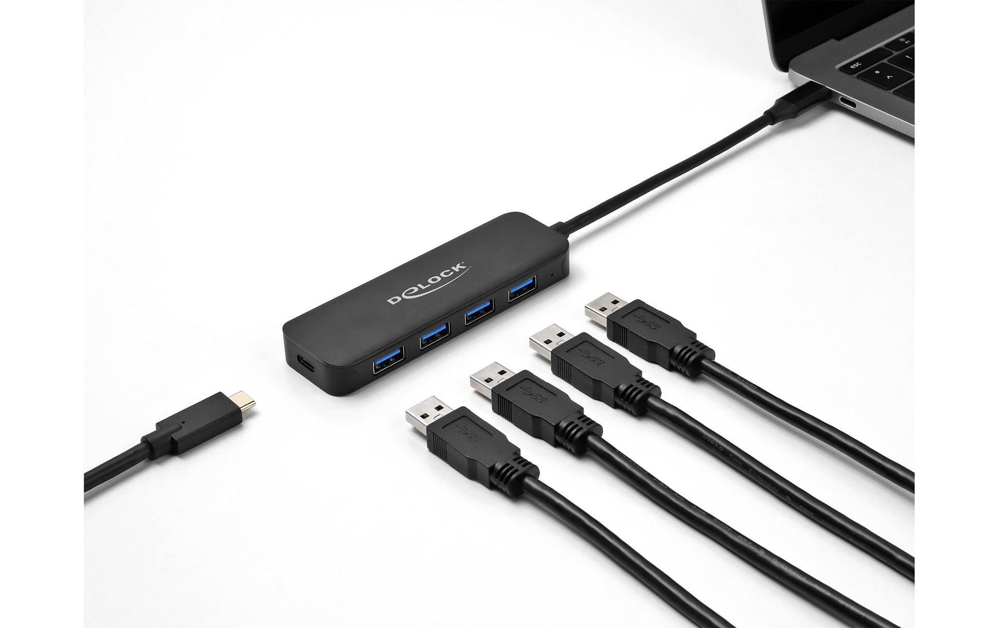 DeLOCK 64170 USB-Hub – USB-C, 4× USB-A, 85 W PD, für Windows/Mac/Linux