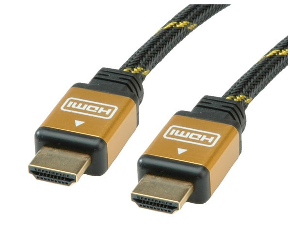 ROLINE HDMI Kabel HDMI High Speed 1080p 60 Hz – 10 m – Schwarz/Gold