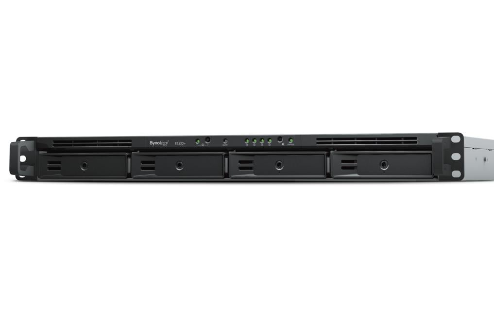 Synology RS422+ – 4-Bay Rack 1U NAS – AMD Ryzen R1600, 2 GB RAM, 1GbE, DSM, für 2,5"/3,5" HDD/SSD, SATA