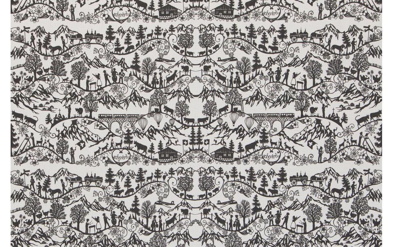 Hubatka Tischläufer – 35×135 cm, Baumwolle, Weiss/Schwarz, Scherenschnitt