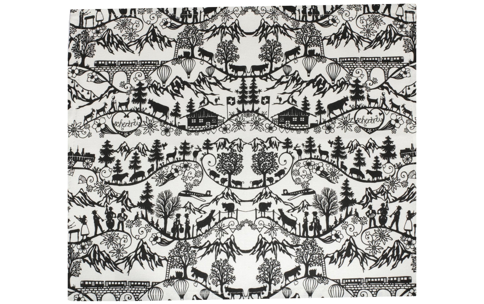 Hubatka Tischset – Baumwolle, Motiv Scherenschnitt Landleben, 42 × 35 cm