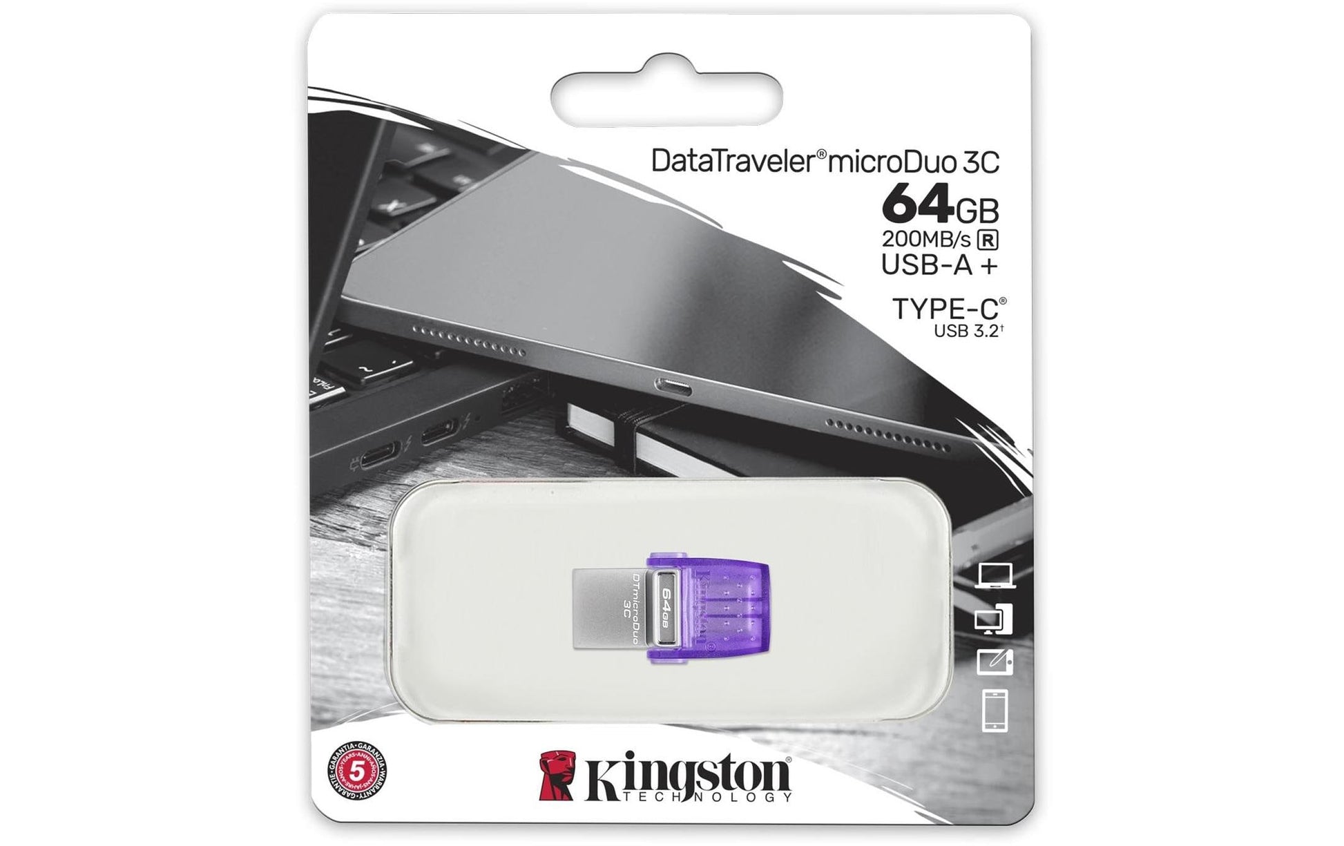 Kingston Technology Kingston DataTraveler MicroDuo 3C USB-Stick – 64 GB, USB-A + USB-C, 200 MB/s