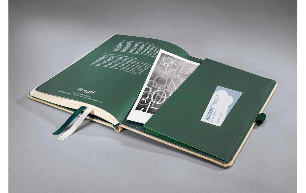 Sigel Notizbuch – A5 – punktiert – 194 Seiten – 100 g/m² – Hardcover, Gummiband, Stiftschlaufe, Bambus, FSC