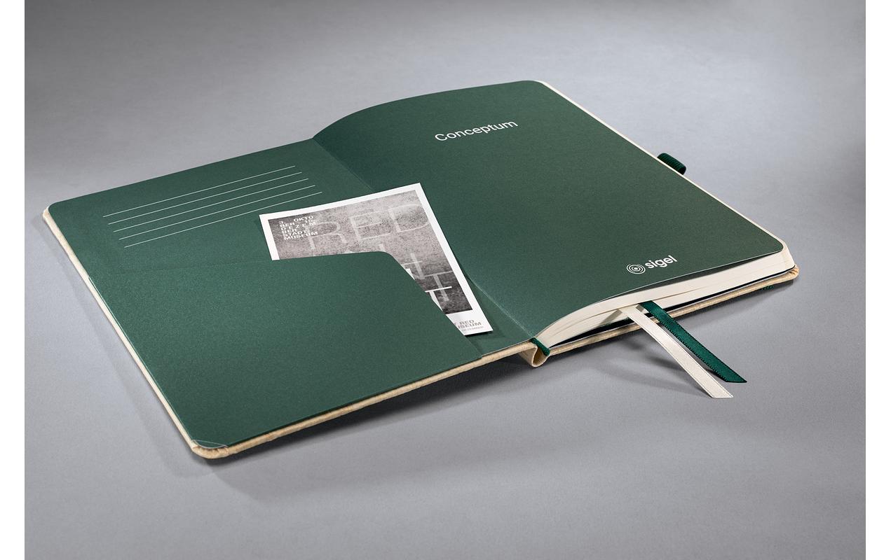 Sigel Notizbuch – A5 – punktiert – 194 Seiten – 100 g/m² – Hardcover, Gummiband, Stiftschlaufe, Bambus, FSC