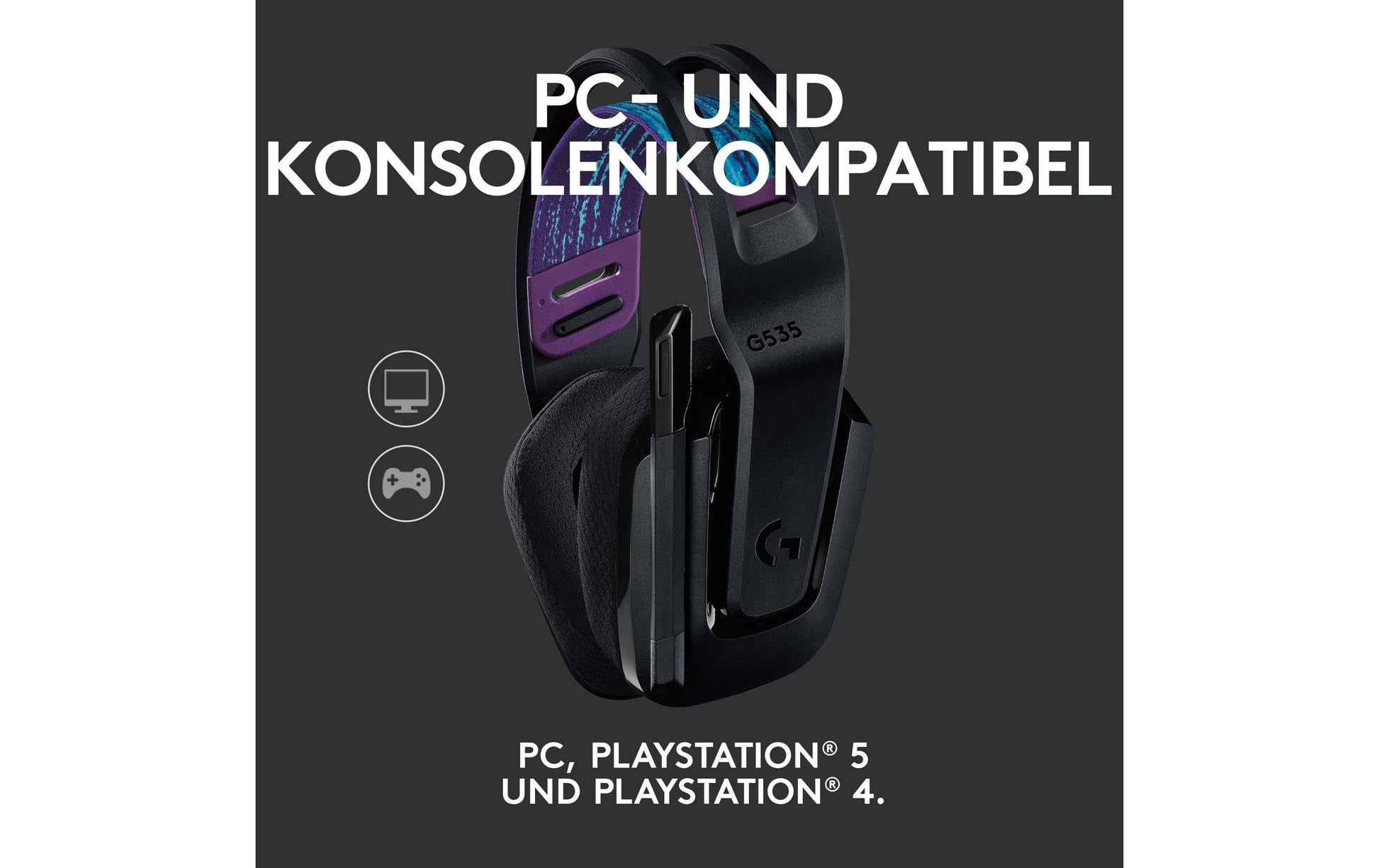 Logitech G G535 Gaming-Headset – Over-Ear, Stereo, BT, mit USB-A-Dongle, Schwarz