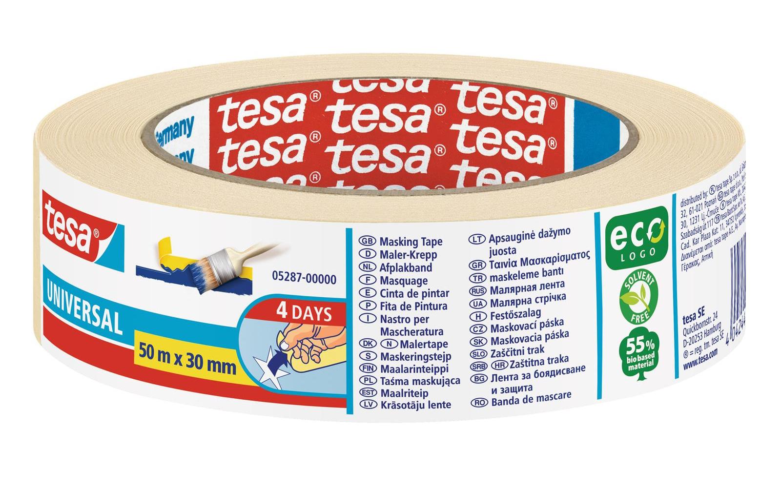 TESA Malerband, beige – 30 mm × 50 m, innen, rückstandsfrei bis 4 Tage