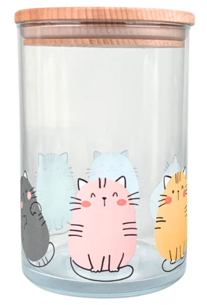 Wunderle Vorratsdose 880 ml, Ø 10 × 16 cm, Glas/Buche, transparent/mehrfarbig