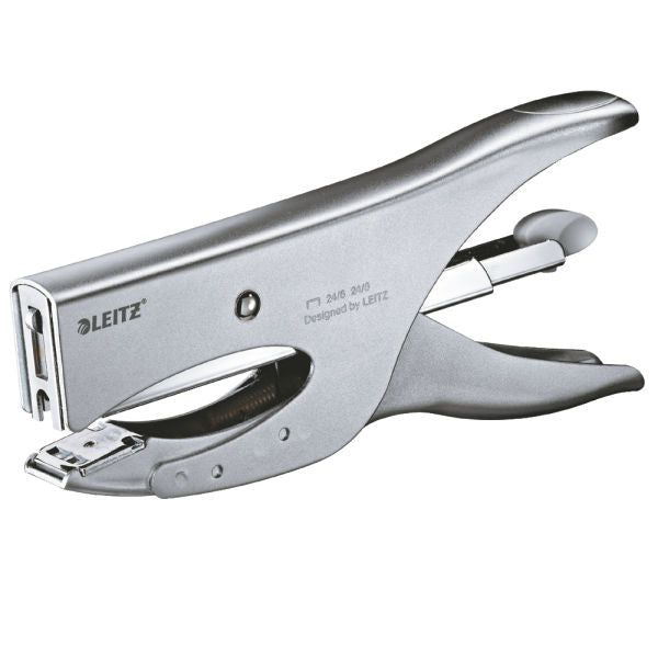 Leitz 5549 – Heftzange, 40 Blatt, für 24/6, 24/8, Hinterlademechanik, Einlegetiefe 70 mm, silber