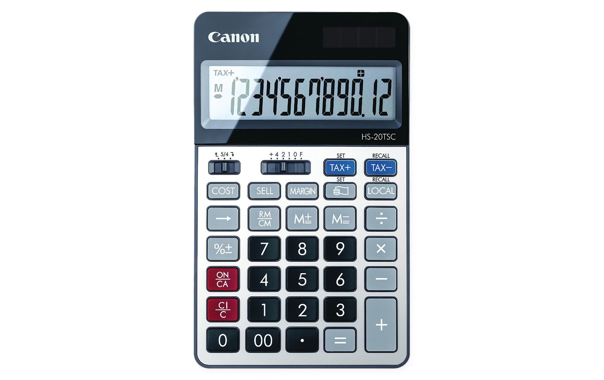 Canon Finanzrechner CA-HS20TSC – 12-stellig – Solar/Batterie – Schwarz/Silber