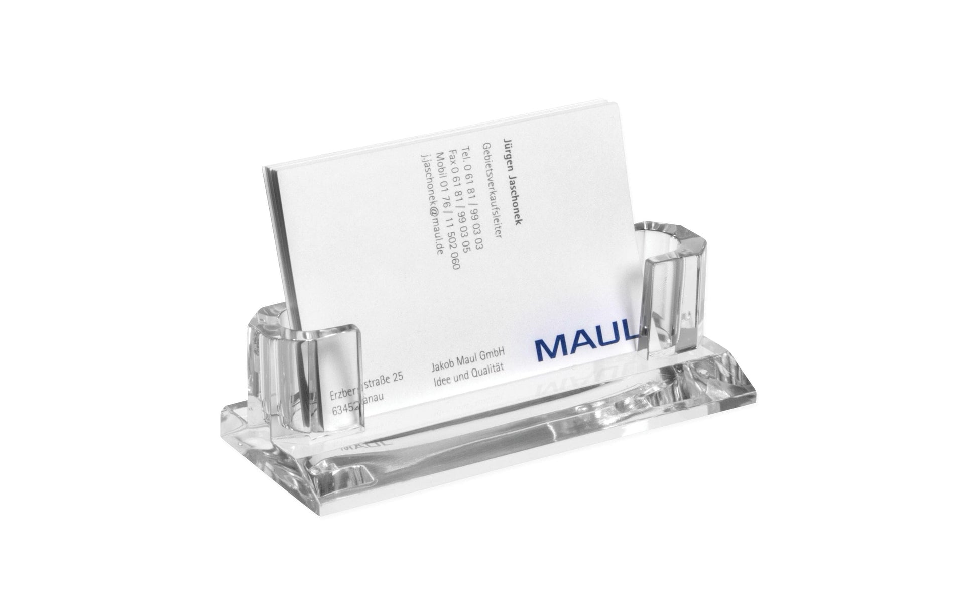MAUL Visitenkartenhalter – 30 Karten, Acryl, transparent, 110 × 44 × 32 mm