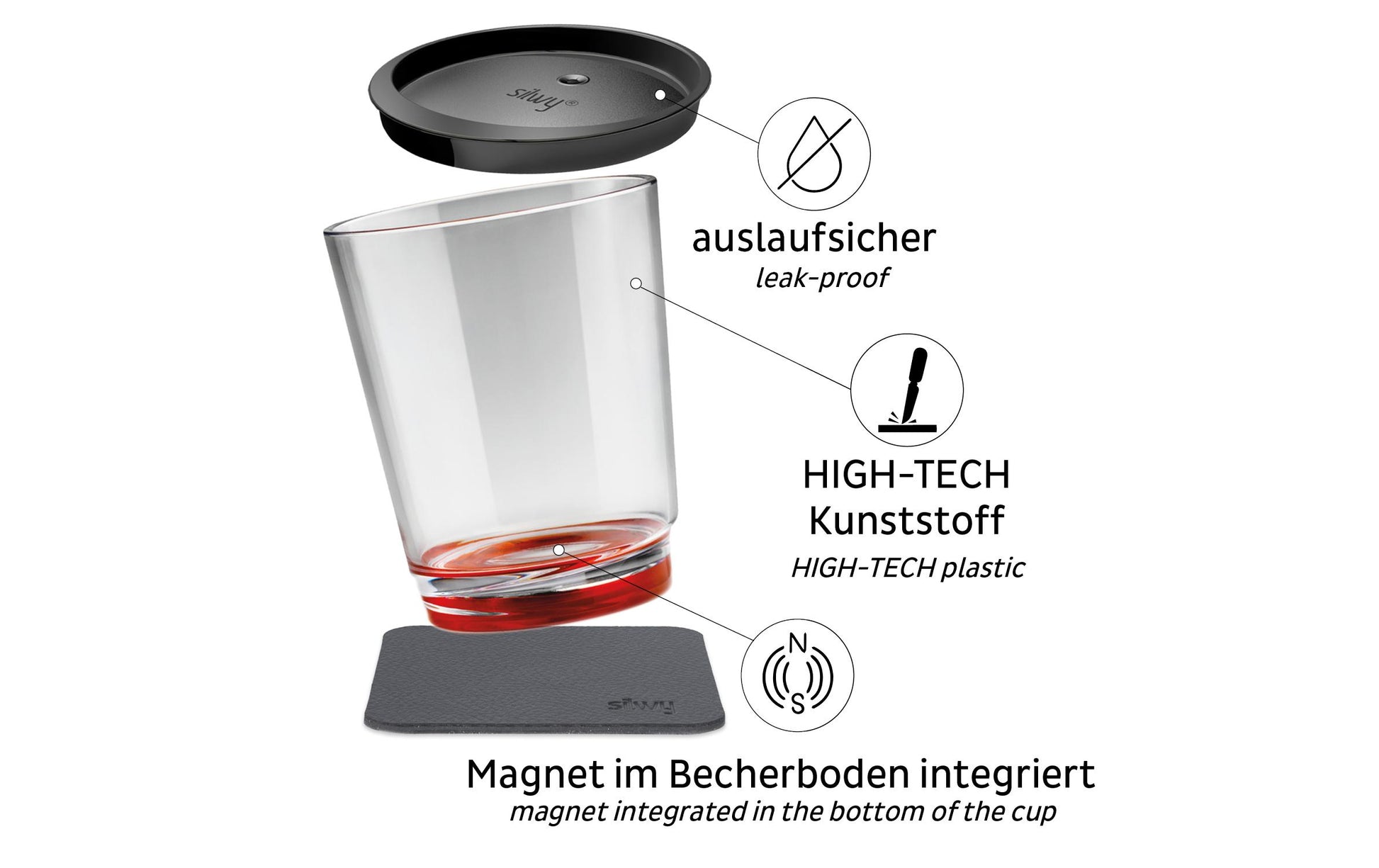 Silwy Becher – Kunststoff, mehrfarbig, 6-teilig
