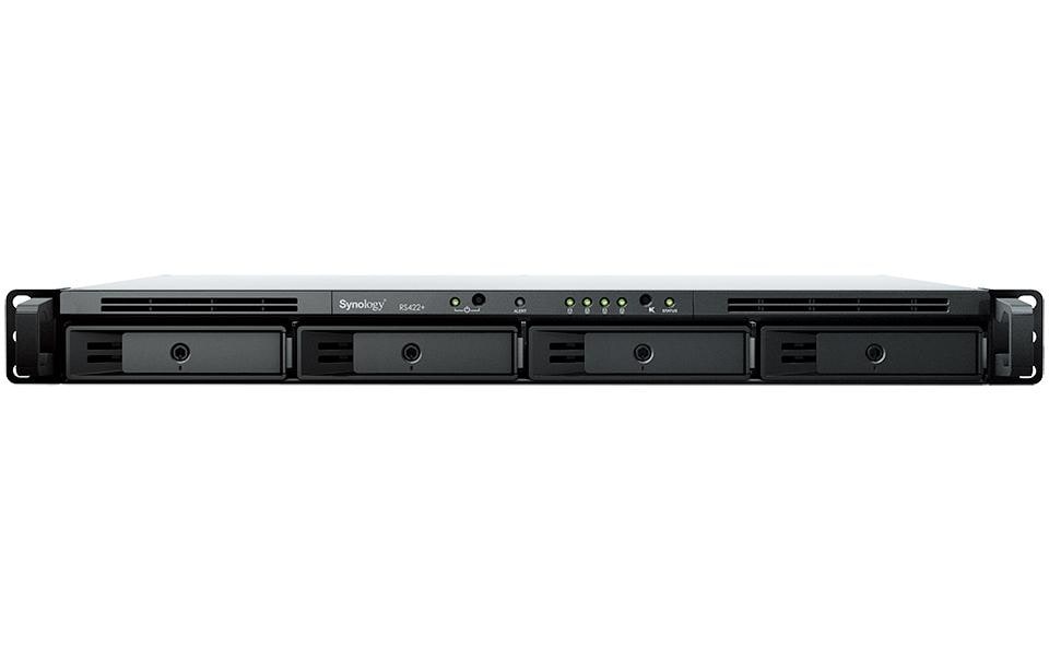 Synology RS422+ – 4-Bay Rack 1U NAS – AMD Ryzen R1600, 2 GB RAM, 1GbE, DSM, für 2,5"/3,5" HDD/SSD, SATA