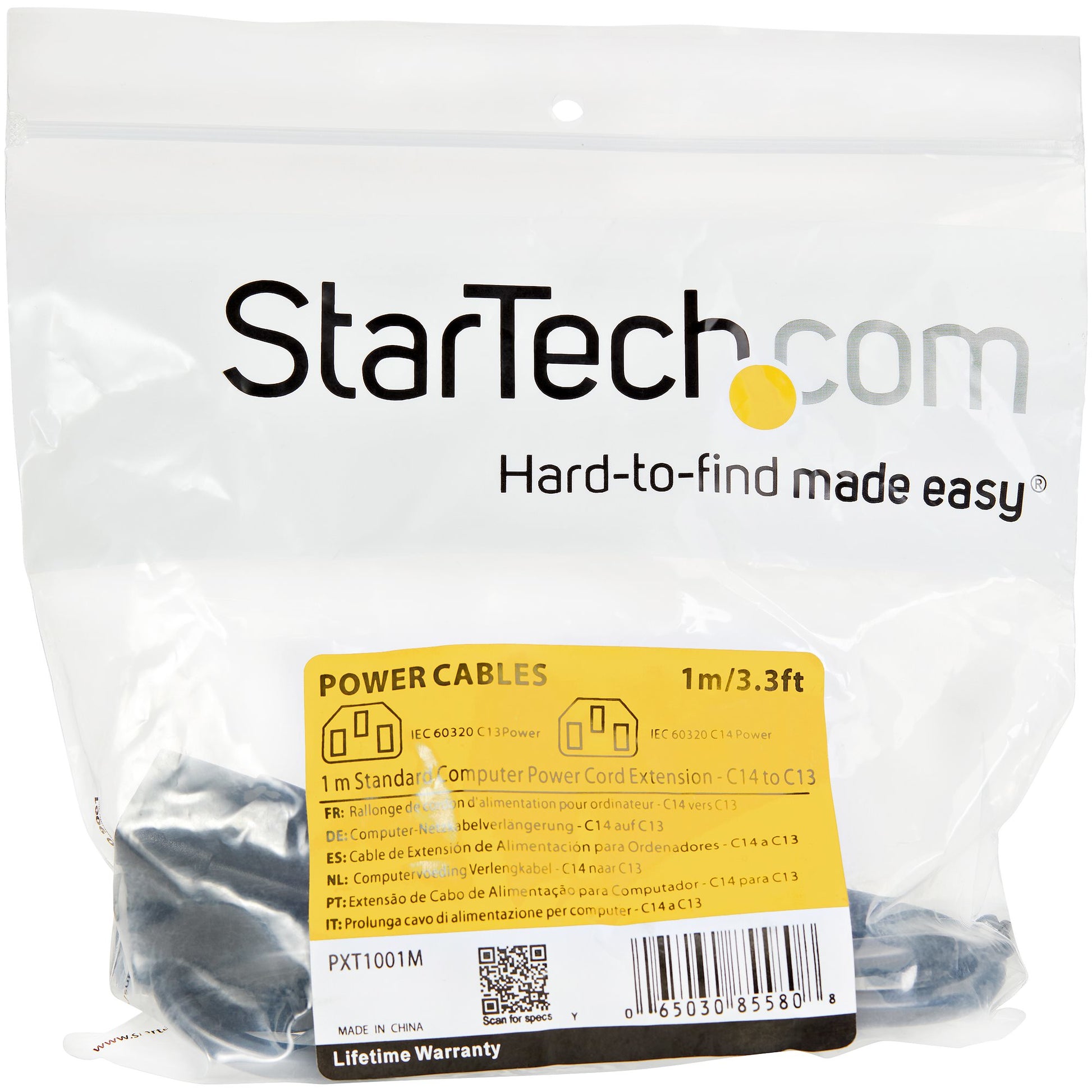 StarTech.com Netzkabel – IEC C14 zu IEC C13, 1 m, 250 V/5 A, schwarz