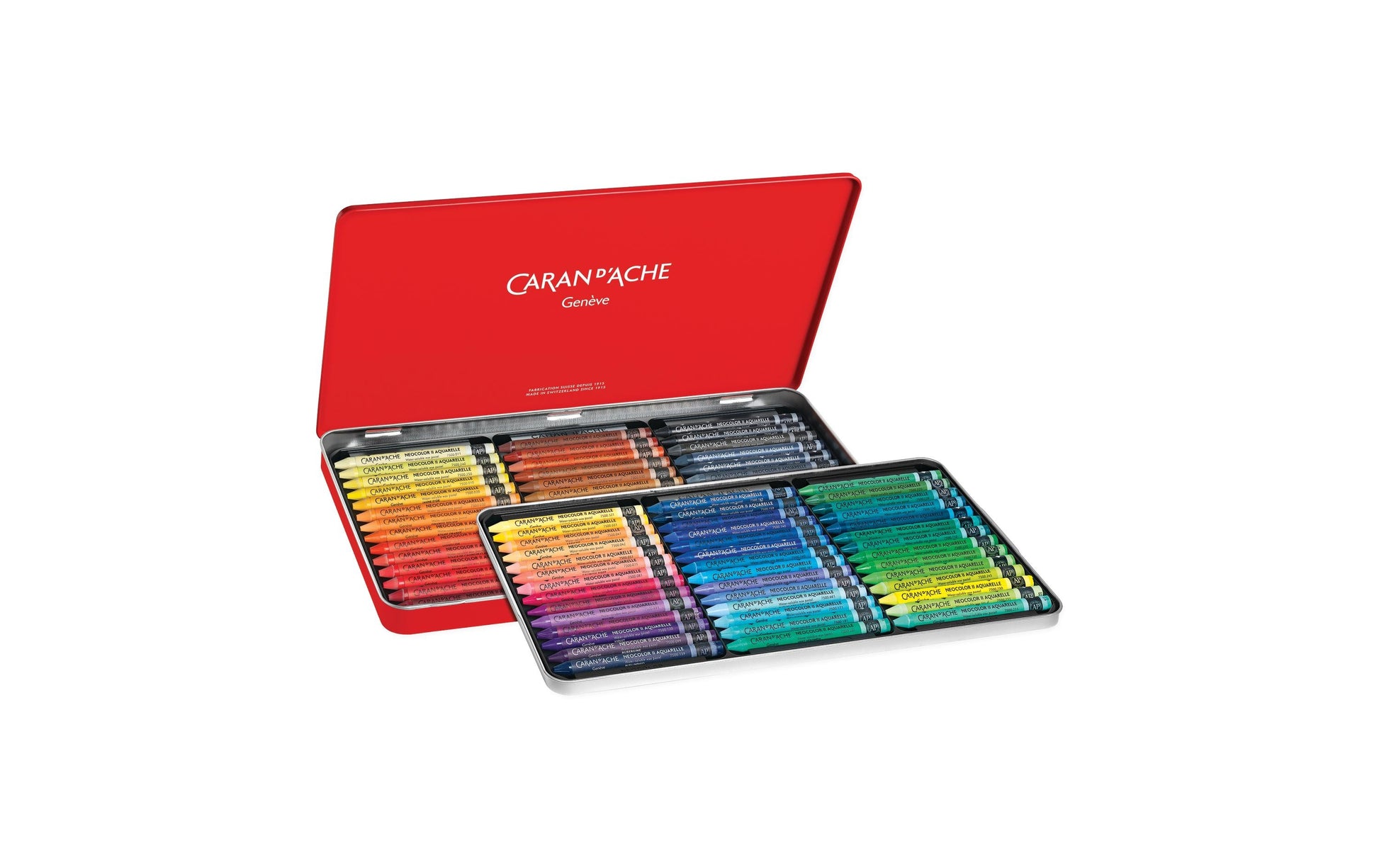 Caran d-Ache Caran d'Ache Neocolor Aquarellfarbstifte-Set – 84 Farben, Mine Ø 8,6 mm, Metallschachtel