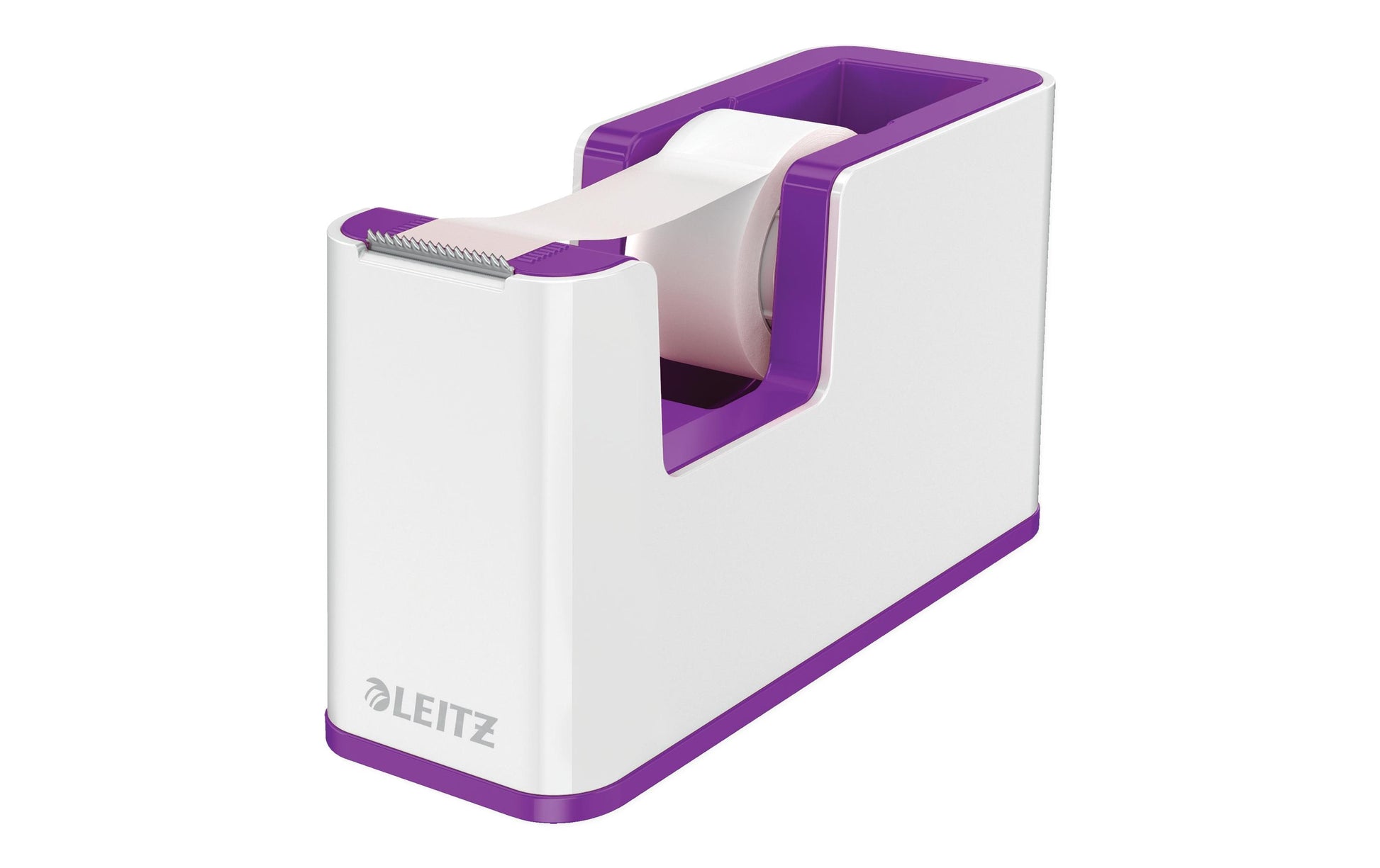 Leitz Tischabroller – für Klebeband bis 19 mm × 33 m, Kern 1", inkl. Rolle, Kunststoff (PS), weiss/violett, Ei